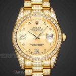 Perfect Replica Rolex Datejust Swiss 3135 Yellow Gold Diamond 904L Oyster Band 40mm Watch